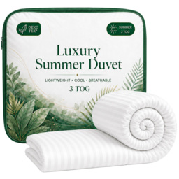 Opulent Home White King Size Striped Summer Hollowfibre Duvet 3 Tog