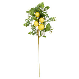 Green and Yellow Lemon Spray Single Stem Artificial Plant 76cm - thumbnail 1
