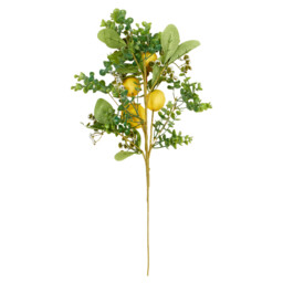 Green and Yellow Lemon Spray Single Stem Artificial Plant 76cm - thumbnail 2