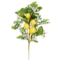Green and Yellow Lemon Spray Single Stem Artificial Plant 76cm - thumbnail 3