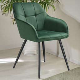 tectake Marilyn Dark Green and Black Velvet Look Quilted Dining Chair Set of 4