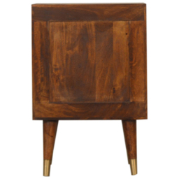 Artisan Furniture Manila Chestnut and Gold 2 Drawer Mango Wood Bedside Table - thumbnail 4