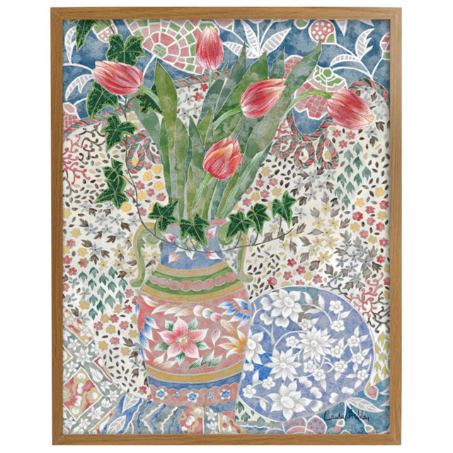 Laura Ashley Abstract Tulips Wooden Frame Wall Art 40 x 50cm - image 1