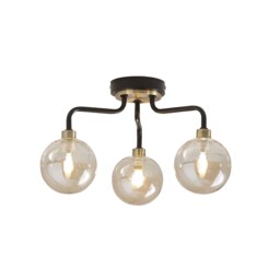 Shoreditch Three Light Semi Flush Ceiling Light - Champagne & Brass - thumbnail 2