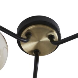 Shoreditch Three Light Semi Flush Ceiling Light - Champagne & Brass - thumbnail 4
