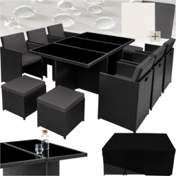 tectake New York Black 10 Seater Garden Dining Table Set - thumbnail 2