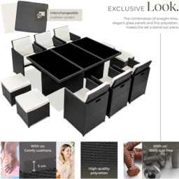 tectake New York Black 10 Seater Garden Dining Table Set - thumbnail 3
