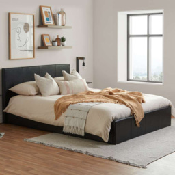 Berlin King Size Brown Faux Leather Ottoman Bed - thumbnail 1