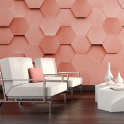 Origin Murals Metal Hexagons Orange Wall Mural
