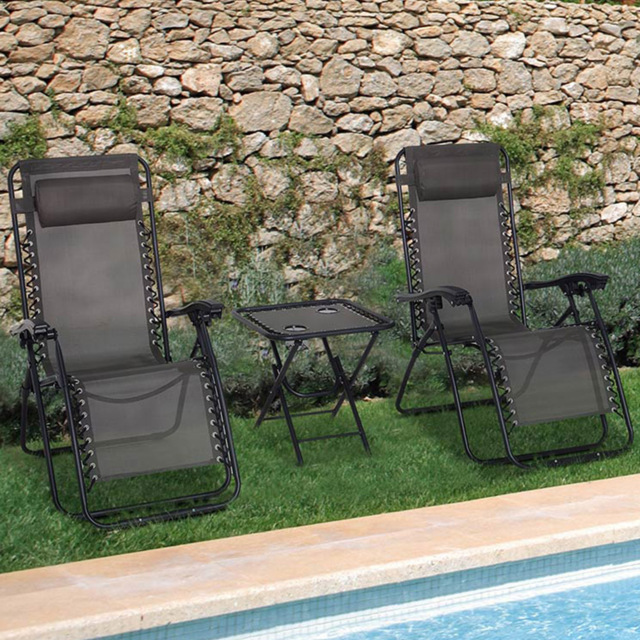 Outsunny 3pcs Folding Chairs Table Set - image 1
