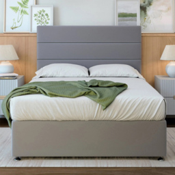 Bedmaster Small Double Silver Plush Velvet 4 Drawer Divan Base with Milan Headboard