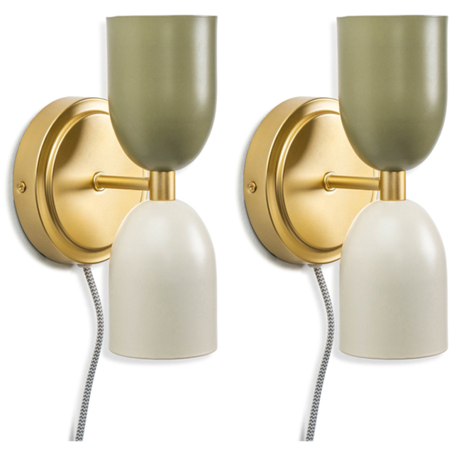 ValueLights Tate Brass Plate Up and Down Plug-In LED Wall Light 2 Pack - image 1