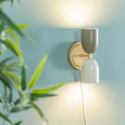 ValueLights Tate Brass Plate Up and Down Plug-In LED Wall Light 2 Pack - thumbnail 3