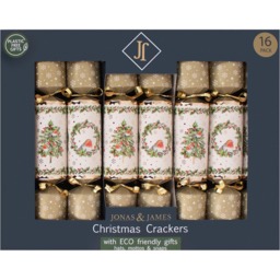 Jack & Jones Gold Wreath Christmas Crackers 16 Pack - thumbnail 1