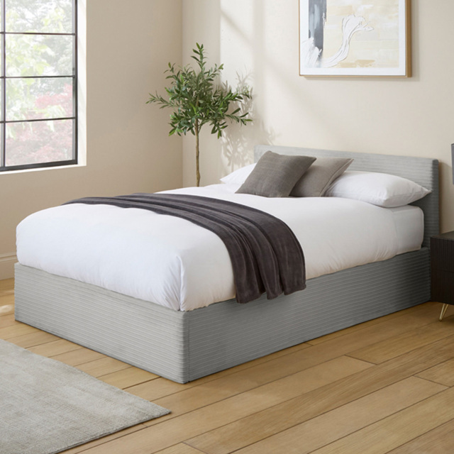 GFW Grey Corduroy Double End Lift Ottoman Bed
