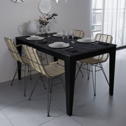 Decorotika Bud 4 Seater Black Marble Effect Dining Table