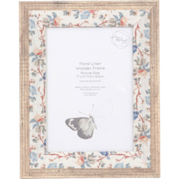 Floral Linen Wooden Frame