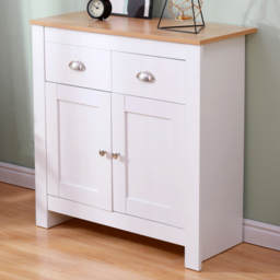 FurnitureHMD White and Oak 2 Door 2 Drawer Wooden Sideboard