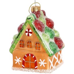 Candy Cane Lane Orange Glass Gingerbread House Tree Decoration