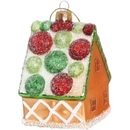 Candy Cane Lane Orange Glass Gingerbread House Tree Decoration - thumbnail 4