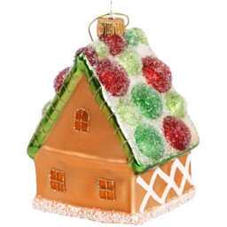 Candy Cane Lane Orange Glass Gingerbread House Tree Decoration - thumbnail 3