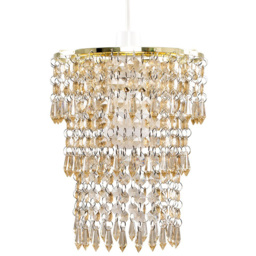 ValueLights 3-Tier Acrylic Bead Droplet Gold and Champagne Ceiling Lamp Shade
