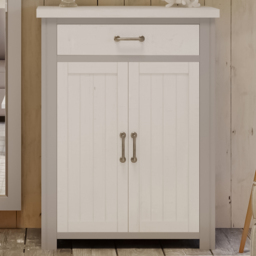 Baumhaus Greystone Single Drawer Double Door Grey Shoe Storage Cabinet
