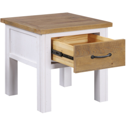 Baumhaus Splash of White Single Drawer Brown and White Lamp Table - thumbnail 3