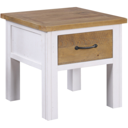Baumhaus Splash of White Single Drawer Brown and White Lamp Table - thumbnail 2