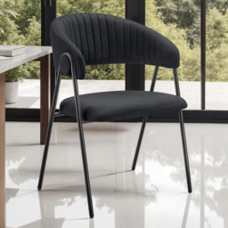 tectake Bedano Black Padded Dining Chair Set of 4