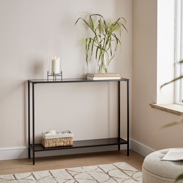 Fraser Smoked Glass Console Table - Black
