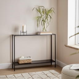 Fraser Smoked Glass Console Table - Black - thumbnail 1
