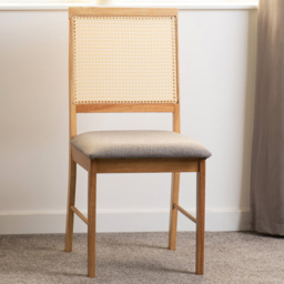 Seconique Ellis Set of 2 Grey Fabric Oak Effect Dining Chair