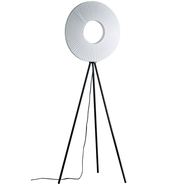 Kliving Riley White Shade Black LED Tripod Floor Lamp - image 1