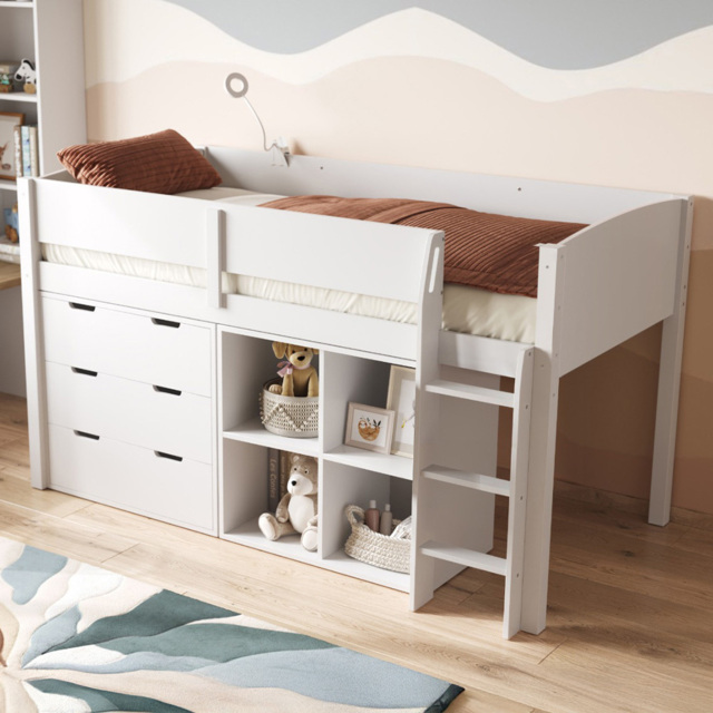 Flair Loop 3 Drawer 4 Cube Unit White Mid Sleeper Bed - image 1
