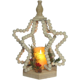 Sleigh Bells Ring Multicolour Beaded Star Lantern Flicker Candle