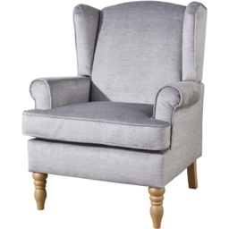 Home Source Helena Silver Grey Wingback Armchair with Wooden Legs - thumbnail 2