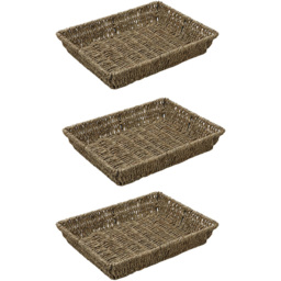 JVL Seagrass Rectangular Storage Tray 3 Pack - thumbnail 1