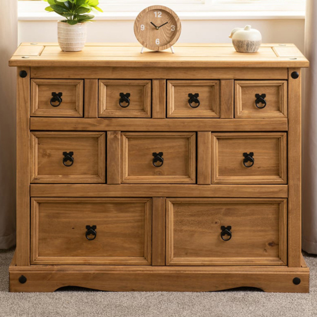 Seconique Corona 9 Drawer Distressed Waxed Pine Merchant Sideboard - image 1