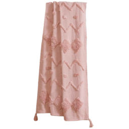 Rapport Home Juniper Blush Tufted Cotton Blanket Throw 50 x 60cm