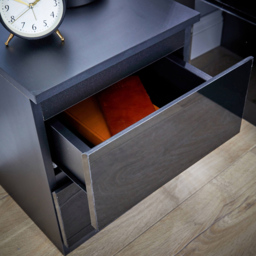 Home Source Lugano Black 2 Drawer Bedside Cabinet - thumbnail 3