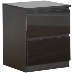 Home Source Lugano Black 2 Drawer Bedside Cabinet - thumbnail 2
