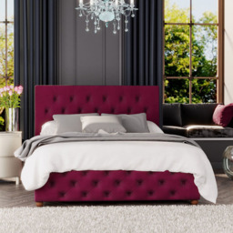 Laurence Llewelyn-Bowen Luna King Size Berry Plush Velvet Ottoman Bed
