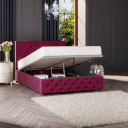Laurence Llewelyn-Bowen Luna King Size Berry Plush Velvet Ottoman Bed - thumbnail 2