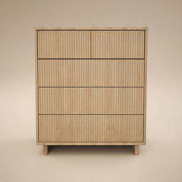 SOLACE+CO Velmor Oak 5 Drawer Ribbed Chest of Drawers - thumbnail 3