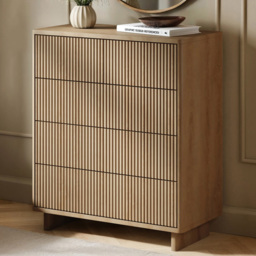 SOLACE+CO Velmor Oak 5 Drawer Ribbed Chest of Drawers - thumbnail 1