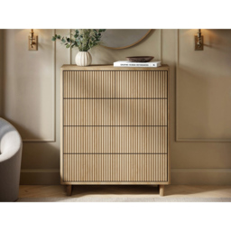SOLACE+CO Velmor Oak 5 Drawer Ribbed Chest of Drawers - thumbnail 4