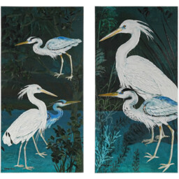 Kathryn White Botanical Crane Duo Canvas