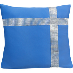 Velosso Blue Diamante Cross Filled Cushion 43 x 43cm 2 Pack