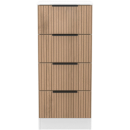 Crowndale Java Slatt Effect and White 4 Drawer Tall Bedside Cabinet - thumbnail 2